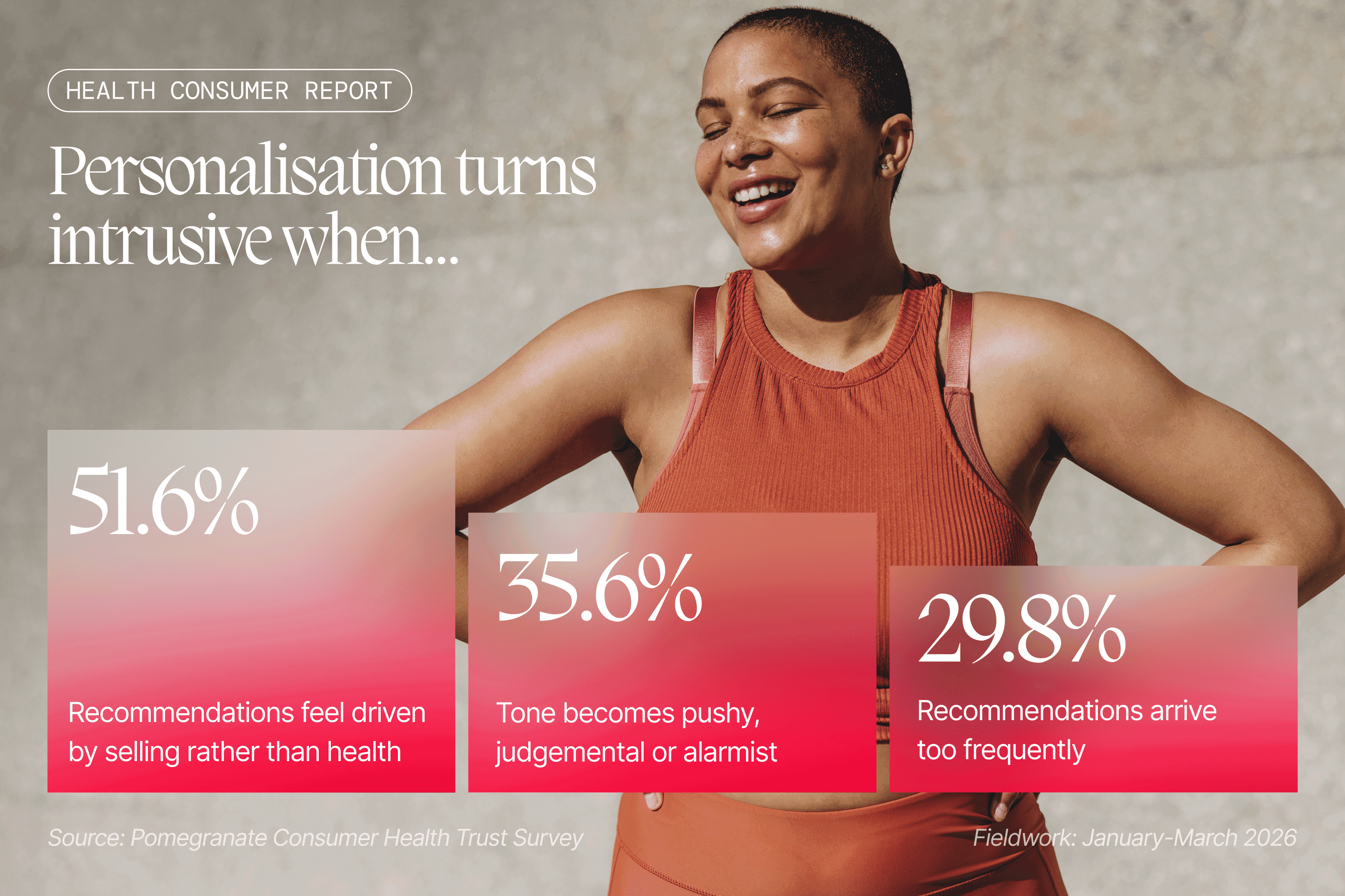 Smiling woman in a rust sports top, hands on hips